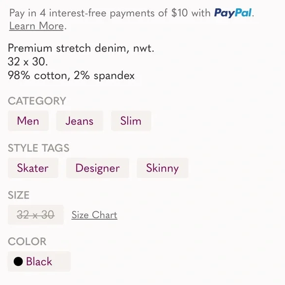 French Connection NWT Seville Slim Fit Black Rinse Denim - Size 32 x 30 - Picture 7 of 7